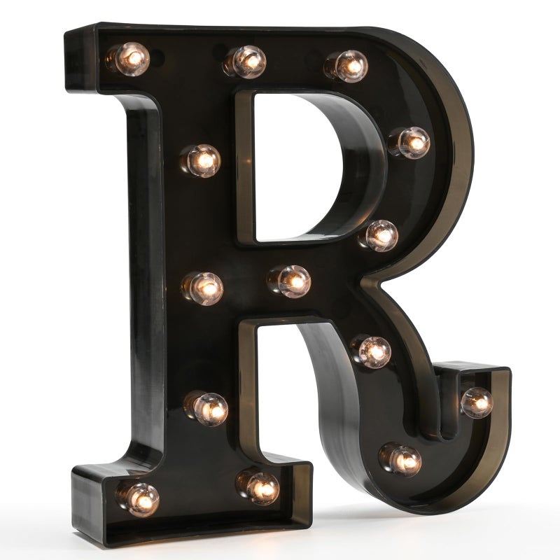 OYCBUZO Light Up Black Alphabet Marquee Letters Sign LED Marquee Number Lights Sign for Night Light Home Bar Christmas Lamp Birthday Party Wedding Decoration R - Image 1